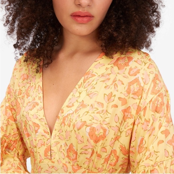 NWT Billabong Women’s Golden Cosmos Floral Long Sleeve Yellow Maxi Dress Small - Picture 5 of 15